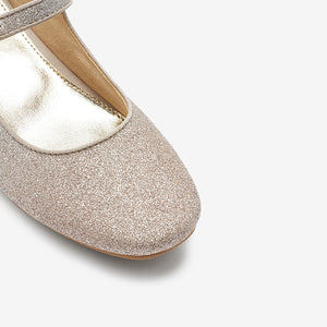 Silver/Gold Ombre Glitter Flared Heel Occasion Shoes (Older Girls)