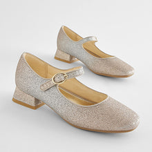 Load image into Gallery viewer, Silver/Gold Ombre Glitter Flared Heel Occasion Shoes (Older Girls)
