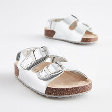 Load image into Gallery viewer, Silver Double Buckle Corkbed Sandals (Younger Girls)
