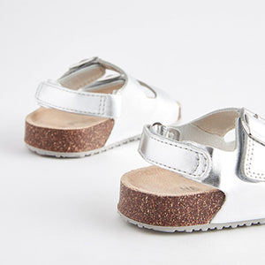 Silver Double Buckle Corkbed Sandals (Younger Girls)