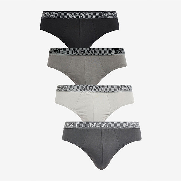 Grey Mixed 4 pack Cotton Rich Briefs