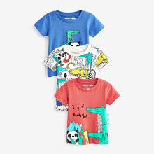Load image into Gallery viewer, Red/Blue Animal Short Sleeve Character T-Shirts 3 Pack (3mths-6yrs)
