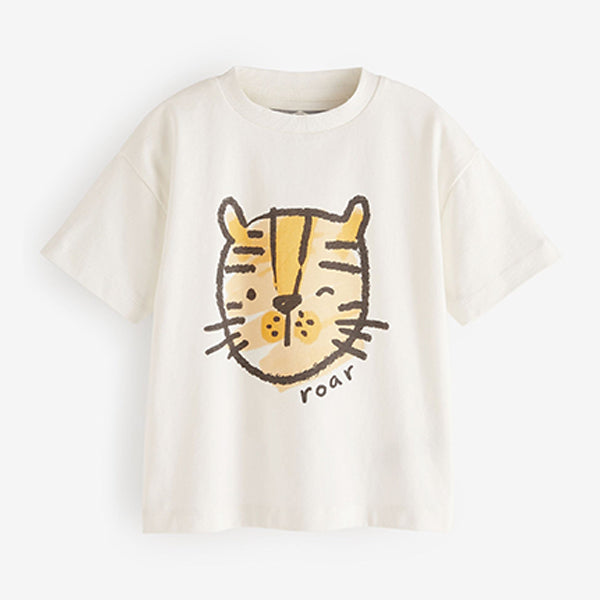 White Tiger Oversized Short Sleeve Character T-Shirt (3mths-6yrs)