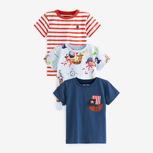 Load image into Gallery viewer, Red &amp; Blue Pirate Short Sleeve Character T-Shirts 3 Pack (3mths-6yrs)
