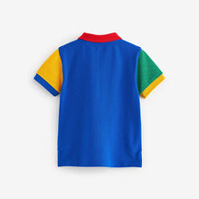 Load image into Gallery viewer, Cobalt Blue Short Sleeves Pique Jersey Colourblock Polo Shirt (3mths-6yrs)
