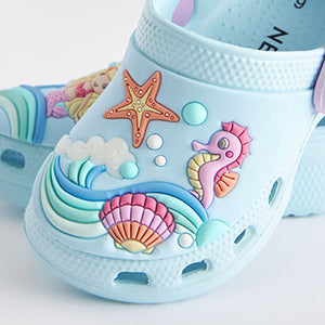 Blue Mermaid Clogs With Ankle Strap (Younger Girls)