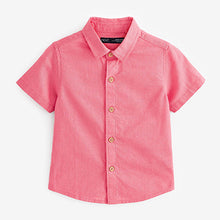 Load image into Gallery viewer, Pink Short Sleeve Linen Cotton Shirt (3mths-6yrs)
