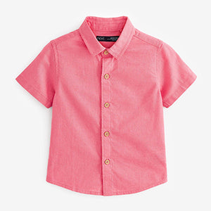 Pink Short Sleeve Linen Cotton Shirt (3mths-6yrs)