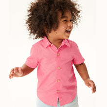 Load image into Gallery viewer, Pink Short Sleeve Linen Cotton Shirt (3mths-6yrs)
