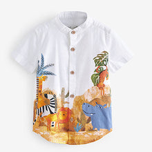 Load image into Gallery viewer, White Printed Short Sleeve Shirt (3mths-6yrs)
