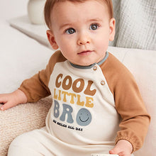 Load image into Gallery viewer, Tan Brown/Blue Little Bro Baby Oversized Sleepsuit (0-2yrs)
