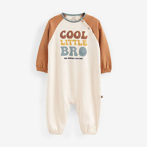 Tan Brown/Blue Little Bro Baby Oversized Sleepsuit (0-2yrs)