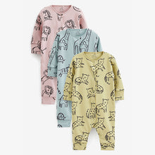 Load image into Gallery viewer, Multi Pastel Baby Footed Sleepsuits 3 Pack (0mths-2yrs)

