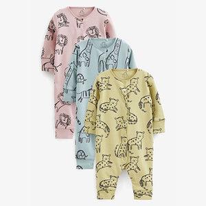 Multi Pastel Baby Footed Sleepsuits 3 Pack (0mths-2yrs)