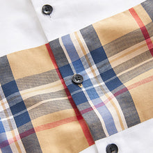 Load image into Gallery viewer, White  &amp; Tan Brown Check Short Sleeve Colourblock Shirt (3-12yrs)
