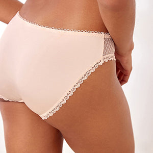 Blue/Nude High Leg Embroidered Knickers 2 Pack