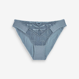 Blue/Nude High Leg Embroidered Knickers 2 Pack