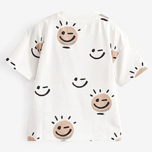 Tan Brown / Ecru Cream Short Sleeve Character T-Shirts 3 Pack (3mths-6yrs)