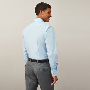 Light Blue Slim Fit Easy Care Single Cuff Shirt