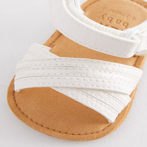 White Cross Strap Baby Sandals (0-24mths)