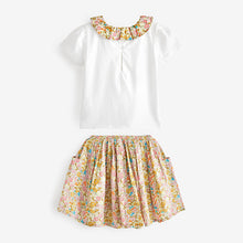 Load image into Gallery viewer, Ochre Yellow Cream 2 Piece Floral Skirt and T-Shirt Set (3mths-6yrs)
