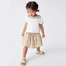 Load image into Gallery viewer, Ochre Yellow Cream 2 Piece Floral Skirt and T-Shirt Set (3mths-6yrs)
