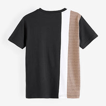 Load image into Gallery viewer, Black / Tan Brown Vertical Colourblock Short Sleeve T-Shirt (3-12yrs)

