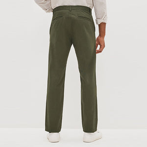 Khaki Green Slim Stretch Chino Trousers