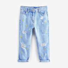 Load image into Gallery viewer, Blue Embroidered Mom Jeans (3-12yrs)
