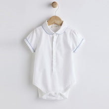 Load image into Gallery viewer, Pale Blue Three Piece Baby Smart Shirt, Shorts And Socks Set (0mths-18mths)
