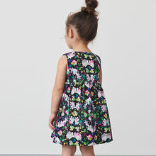Load image into Gallery viewer, Black Floral Button Front Cotton Dress (3mths-6yrs)
