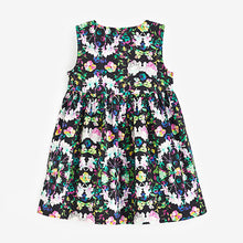 Load image into Gallery viewer, Black Floral Button Front Cotton Dress (3mths-6yrs)
