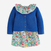 Load image into Gallery viewer, Blue cardigan dress set (3mths-6yrs)
