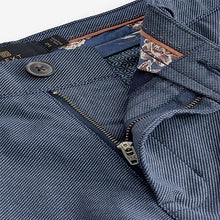 Load image into Gallery viewer, Navy Texture Belted 100% Cotton Chino Shorts
