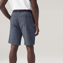 Load image into Gallery viewer, Navy Texture Belted 100% Cotton Chino Shorts
