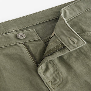 Khaki Green Slim Motionflex 5 Pocket Chino Shorts