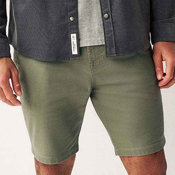 Khaki Green Slim Motionflex 5 Pocket Chino Shorts