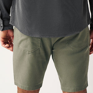 Khaki Green Slim Motionflex 5 Pocket Chino Shorts