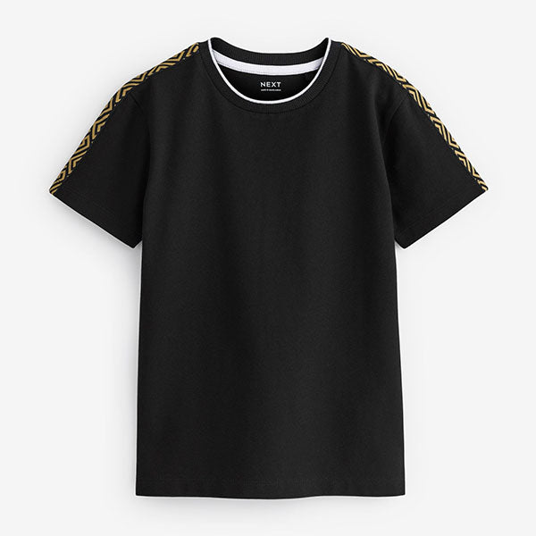 Black Short Sleeve Arm Tape T-Shirt (3-12yrs)
