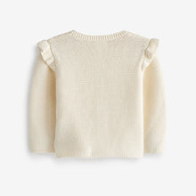 Load image into Gallery viewer, Ecru Cream Baby Frill Shoulder Knitted Cardigan (0mths-18mths)
