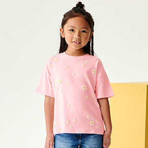 Pink Crochet Daisy T-Shirt (3-12yrs)