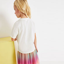 Load image into Gallery viewer, White/Pink Sequin Tarot Unicorn T-Shirt (3-12yrs)
