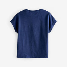 Load image into Gallery viewer, Navy Blue Rainbow Heart Short Sleeve Sequin T-Shirt (3-12yrs)
