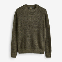 Load image into Gallery viewer, Khaki Green Crew Neck Textured Knitted Jumper

