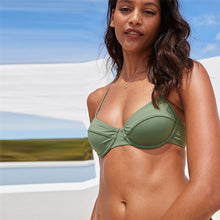 Load image into Gallery viewer, Khaki Green Non Pad Wired Tie Back Bikini Top
