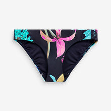 Load image into Gallery viewer, Navy Blue Floral Tummy Control Bikini Bottoms
