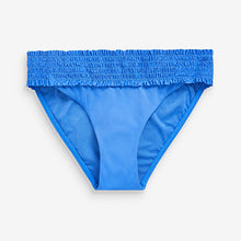 Load image into Gallery viewer, Blue Shirred High Leg Bikini Bottoms
