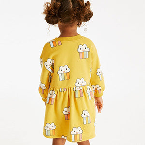 Yellow Ochre Rainbow Sweat Dress (3mths-6yrs)