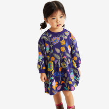 Load image into Gallery viewer, Navy Floral Sweat Dress (3mths-6yrs)
