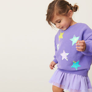 Purple Sequin Sweat Party Dress (3mths-6yrs)